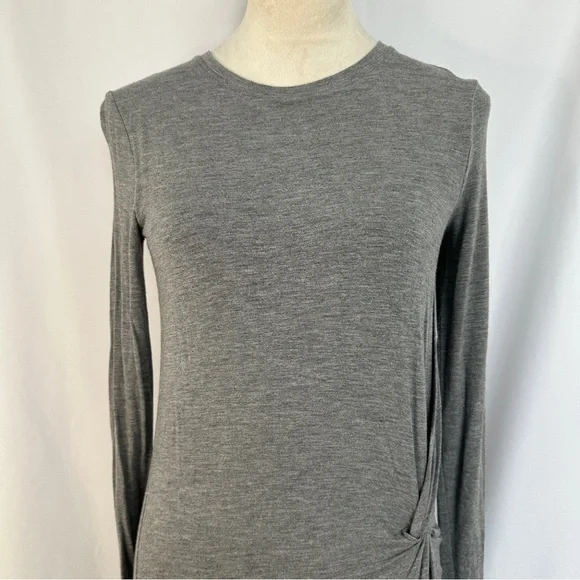 BCBG Maxazria Twist Front Midi Long Sleeve Dress Womens‎ Size XXS Heather Gray - Picture 4 of 16